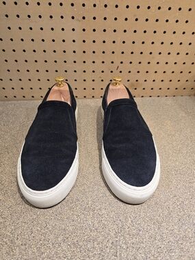 Sandro Men's Black Suede Slip-On Sneakers with White Sole